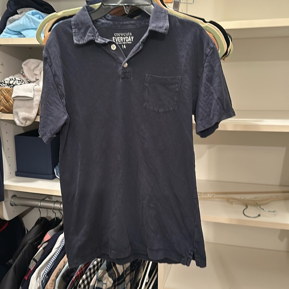 J.Crew short sleeve cotton polo navy blue size 14